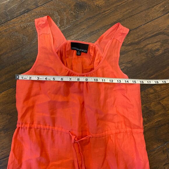 Cynthia Rowley size Small Linen Blend Bright Colorful Orange Maxi Sundress - Picture 7 of 8